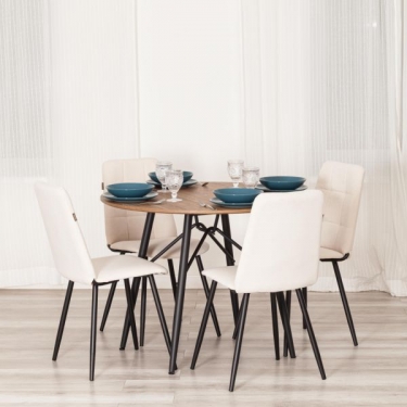 Стул обеденный Tetchair Asti 2 шт. в упаковке TREND, велюр, молочный/черный, 4, 50х55х93