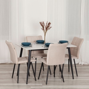 Стул обеденный Tetchair Bari 2 шт. в упаковке LT, велюр, бежевый/черный, 7, 41х55х89 см