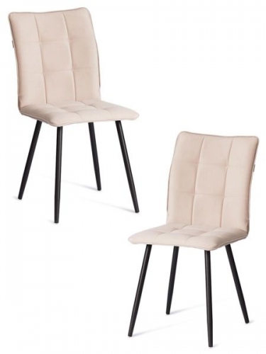 Стул обеденный Tetchair Bari 2 шт. в упаковке LT, велюр, бежевый/черный, 7, 41х55х89 см