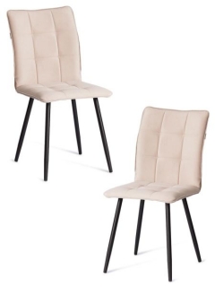 Стул обеденный Tetchair Bari 2 шт. в упаковке LT, велюр, бежевый/черный, 7, 41х55х89 см