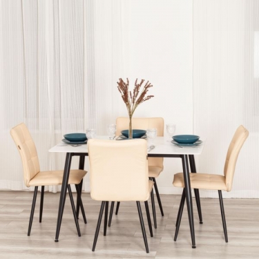 Стул обеденный Tetchair Bari 2 шт. в упаковке LT, экокожа , бежевая, 41х55х89 см