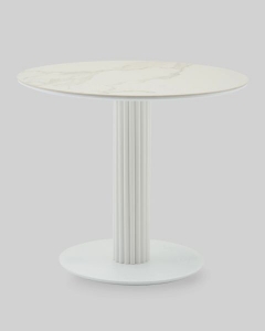 Стол круглый Stool Group Терралино D90 верх керамика белый матовый, основание металл белый
