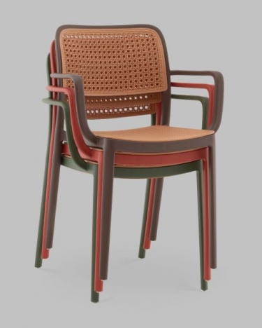 Стул Stool Group Yona пластиковый с подлокотниками коричневый