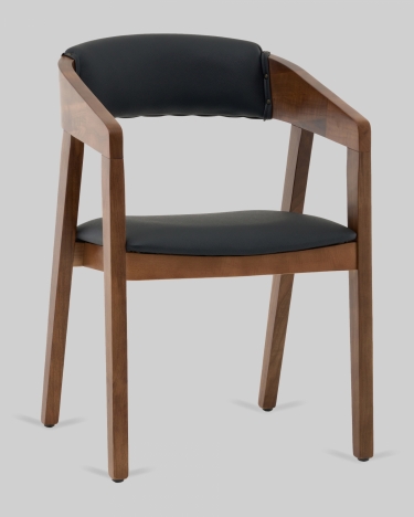 Стул Stool Group Вудкерри с мягкой спинкой каркас дерево цвет темный орех экокожа черный