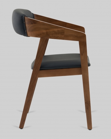 Стул Stool Group Вудкерри с мягкой спинкой каркас дерево цвет темный орех экокожа черный