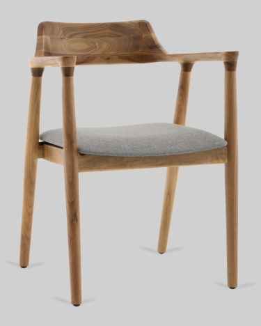 Стул Stool Group Вудримини каркас дерево цвет натуральный орех рогожка серый