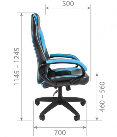 Кресло геймерское Chairman CHAIRMAN GAME 16 черный/голубой/белый