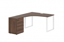 Стол эргономичный с тумбой левый Skyland EDIS EQCET 1318 L Дуб Денвер темный Белый