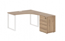 Стол эргономичный с тумбой правый Skyland EDIS EQCET 1318 R Дуб Денвер светлый Белый